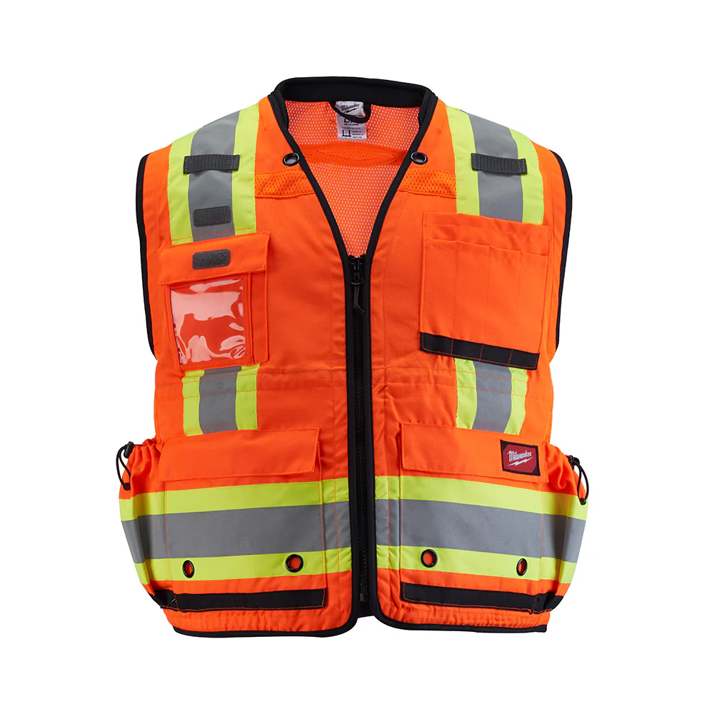 Milwaukee 48-73-5166 Class 2 Surveyor's High Visibility Orange Safety Vest - L/XL - Mactool Shop