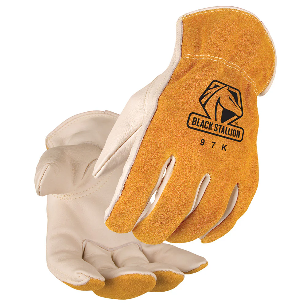 Black Stallion 97KXL Versatile Grain Cowhide Palm Driver's Gloves with Kevlar Stitching, X-Large - Mactool Shop