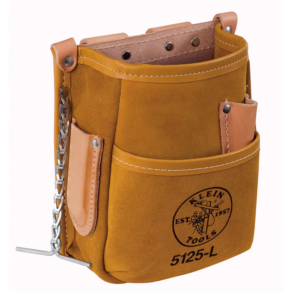Klein 5125L Pocket Tool Pouch with Tape Thong, Leather - Mactool Shop