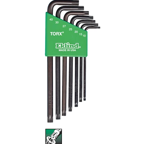 Eklind 10707 Eklind 7 pc Long Series Security Torx L-Key Set with Holder, T10 - T40 - Mactool Shop