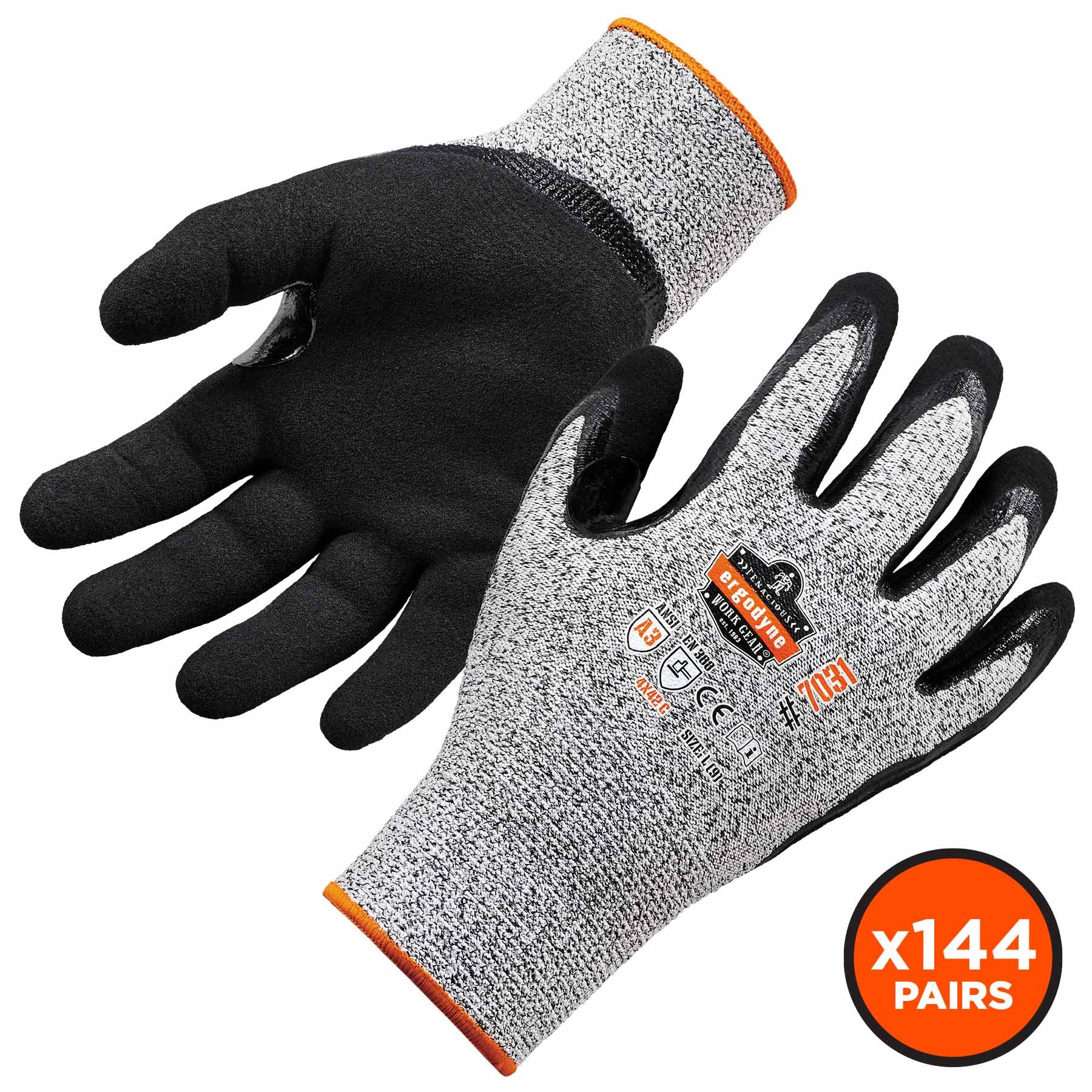 Ergodyne 17883 7031-CASE M Gray ANSI A3 Nitrile-Coated CR Gloves 144-Pair - Mactool Shop