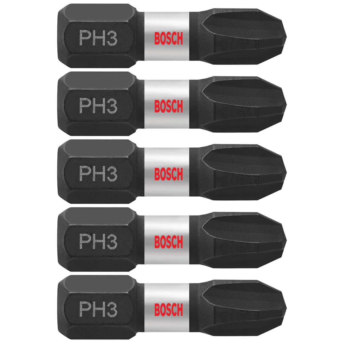 Bosch ITPH3105 5 pc. Impact Tough 1 In. Phillips #3 Insert Bits - Mactool Shop