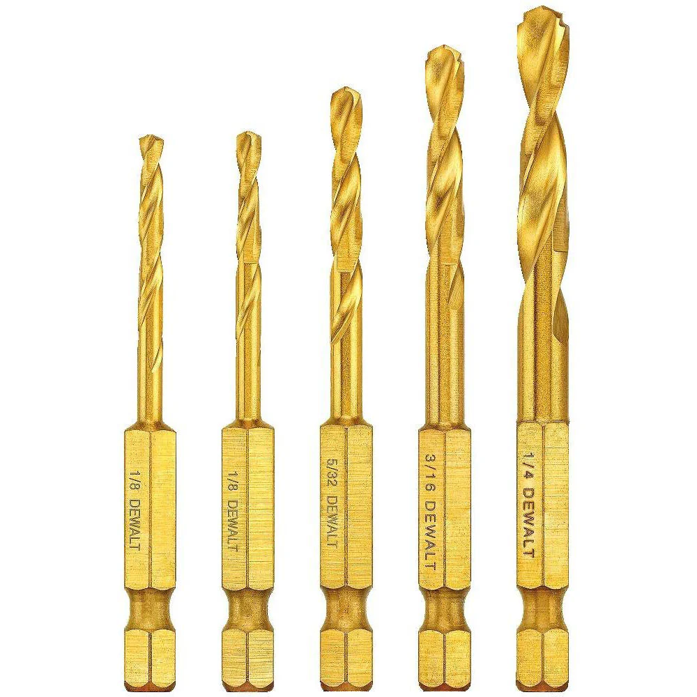 DeWalt DD5155 5-Piece Titanium Nitride Coating Impact Ready Drill Bit Set 1/8