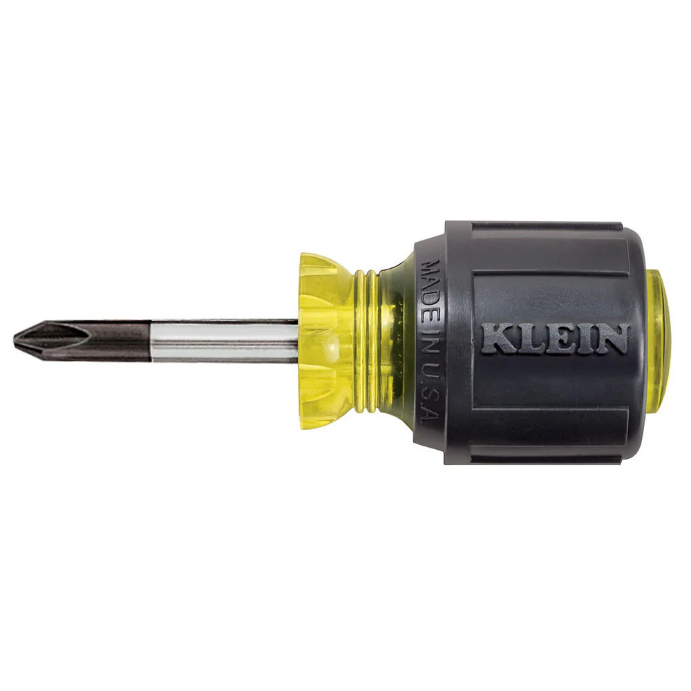 Klein Tools 603-1 Stubby Screwdriver, #2 Phillips, 1-1/2