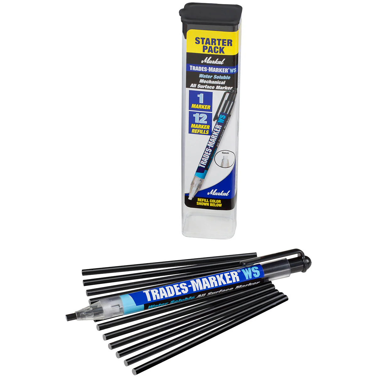 Markal 96192 Trades-Marker WS, 1 Holder/12 Refills, Black, 6 Pack - Mactool Shop