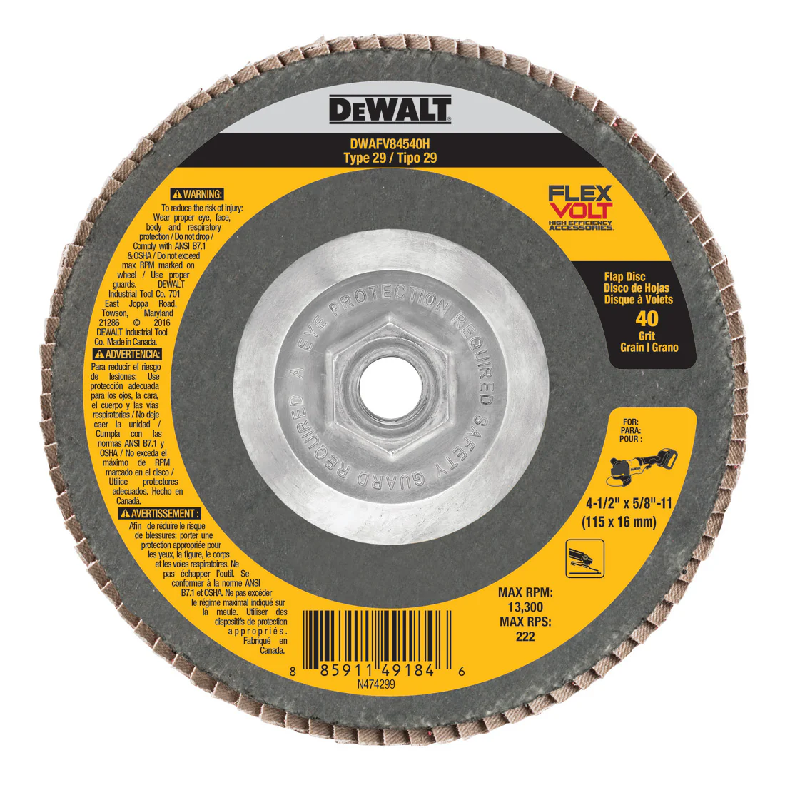 DeWalt DWAFV84540H 4-1/2