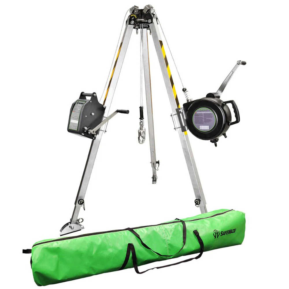 Safewaze 019-11004 7' Adjustable Tripod Kit, 65' Personnel Winch, 65' 3-Way - Mactool Shop