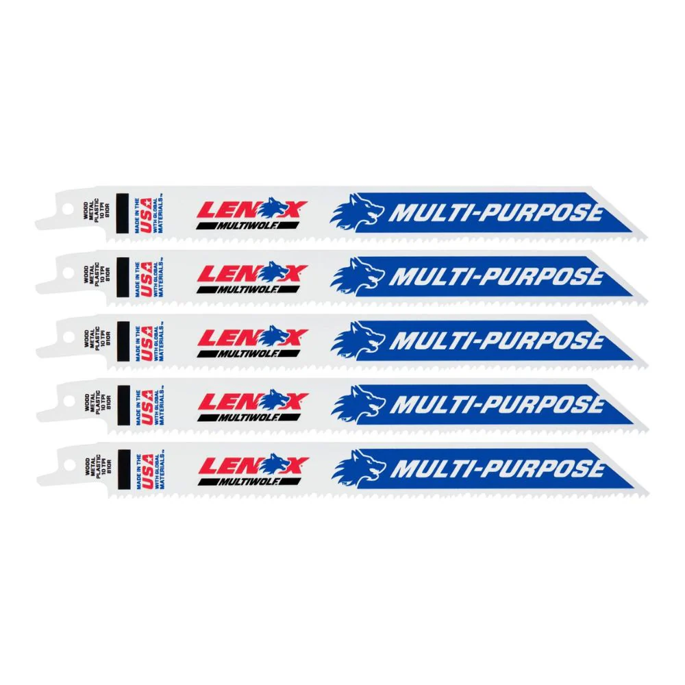 Lenox 20580810R MULTIWOLF 8 in. 10 TPI WAVE EDGE Reciprocating Saw Blade (5 PK) - Mactool Shop
