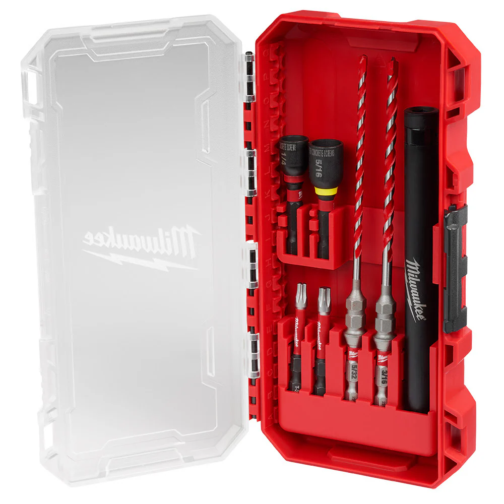 Milwaukee 48-20-9097 7pc. SHOCKWAVE Impact DUTY Carbide Hammer Drill Bit Concrete Screw Install Kit - Mactool Shop