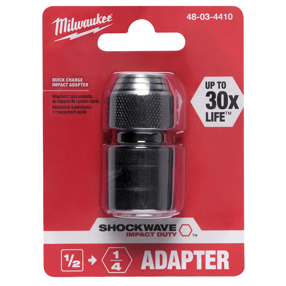 Milwaukee 48-03-4410 SHOCKWAVE 1/2 SQ TO 1/4 Hex Impact Adapter - Mactool Shop