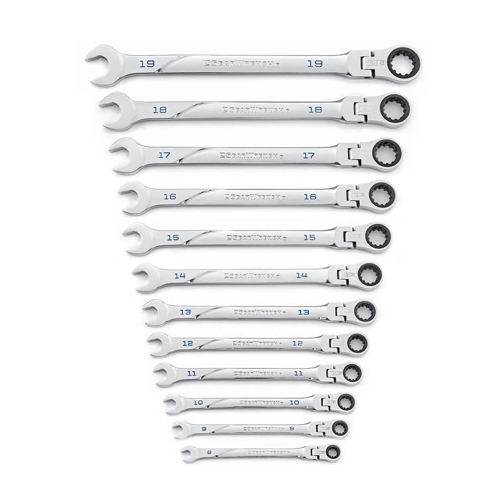GearWrench 86229 12 Pc. 120XP Universal Spline XL Flex Head Ratcheting Combination Metric Wrench Set - Mactool Shop