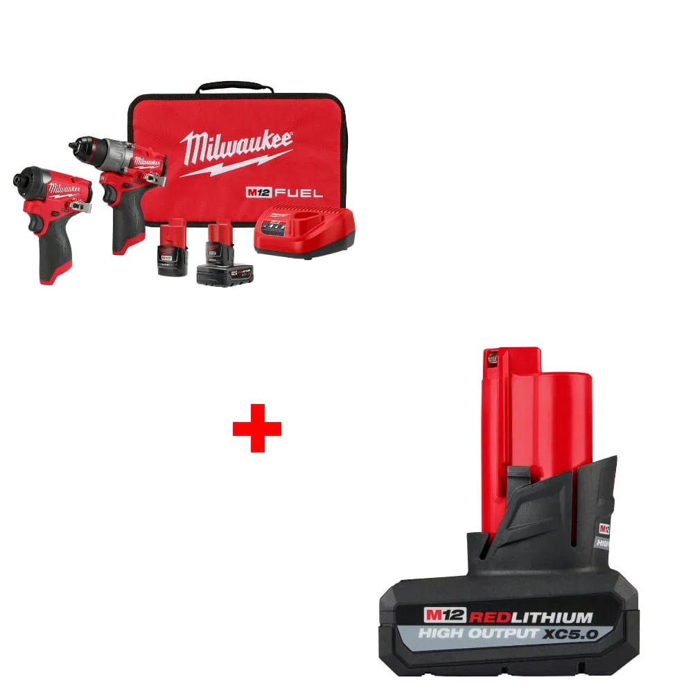 Milwaukee 3497-22 M12 FUEL 2-Tool Combo Kit w/ FREE 48-11-2450 M12 Battery Pack - Mactool Shop
