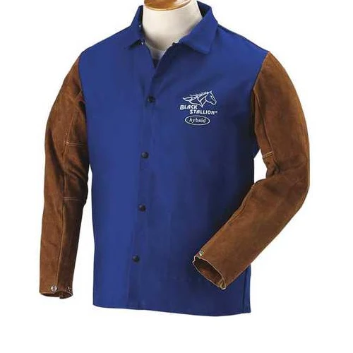 Black Stallion FRB9-30C/BS-L Flame Resistant Cotton & Cowhide Hybrid Welding Jacket, Large - Mactool Shop