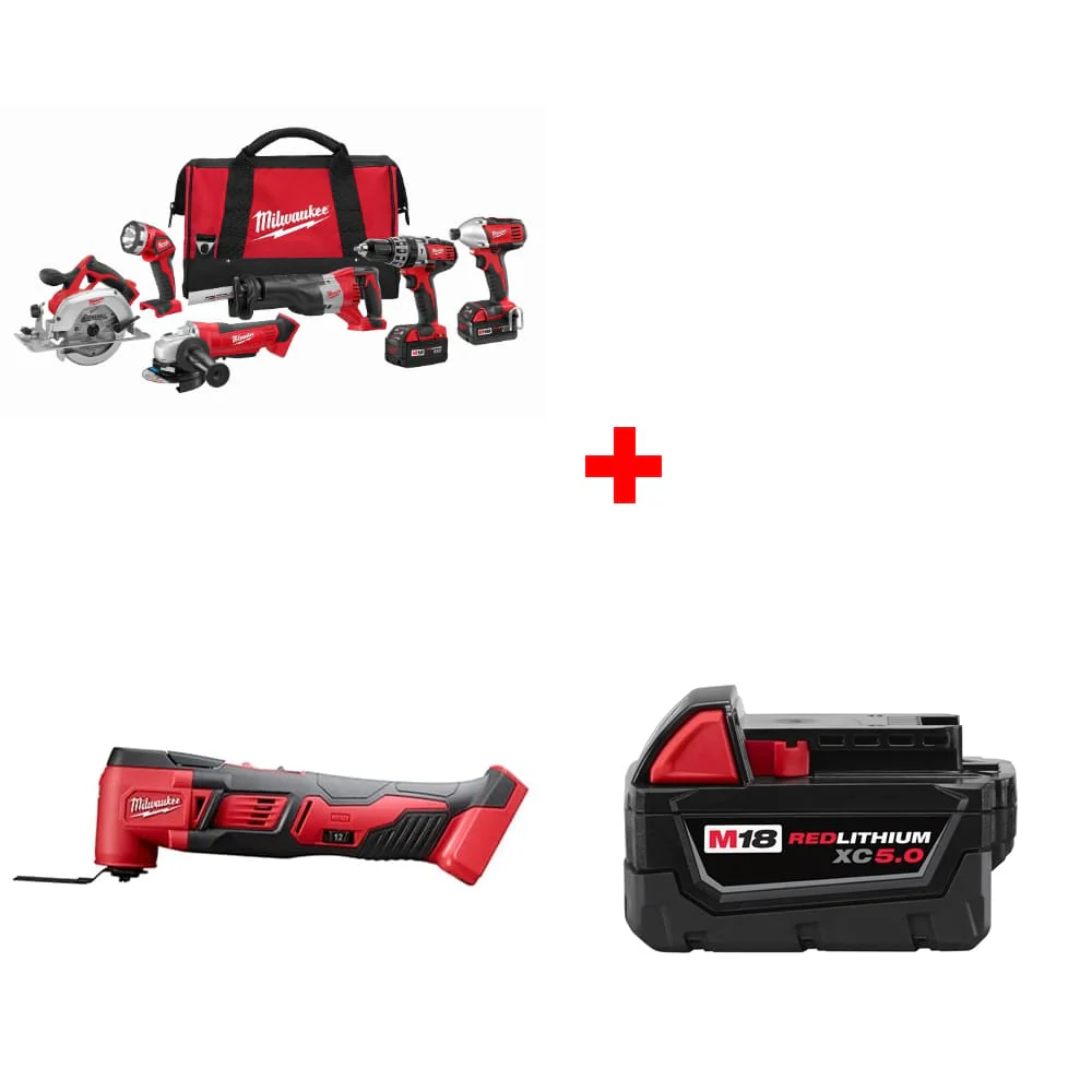Milwaukee 2696-26 M18 6-Tool Combo Kit w/ FREE 2626-20 Multi-Tool & Battery Pack - Mactool Shop