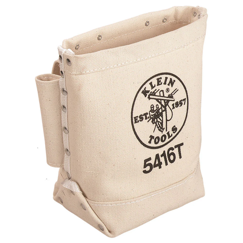 Klein 5416T Tool Bag, Bull-Pin and Bolt Bag, Tunnel Loop, Canvas, 5 x 10 x 9-Inch - Mactool Shop
