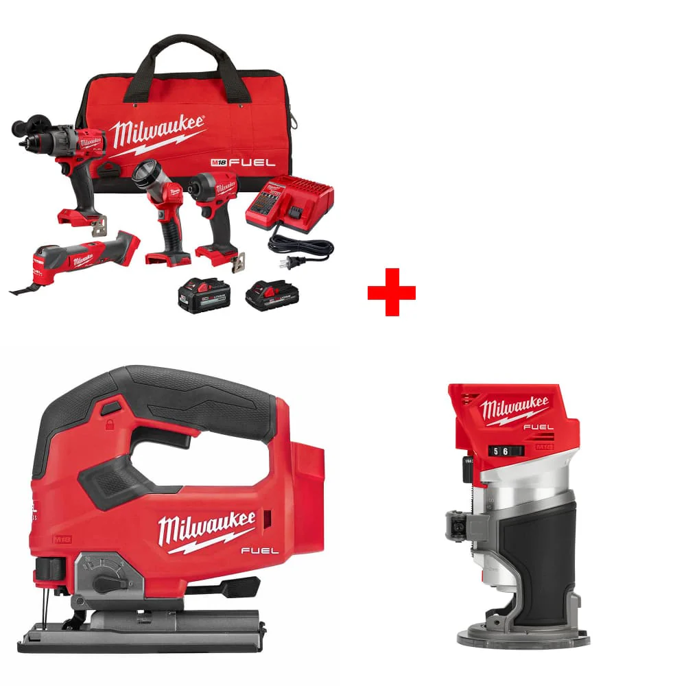 Milwaukee 3698-24MT M18 4-Tool Combo Kit w/ FREE 2737-20 Jig Saw & Router, Bare - Mactool Shop