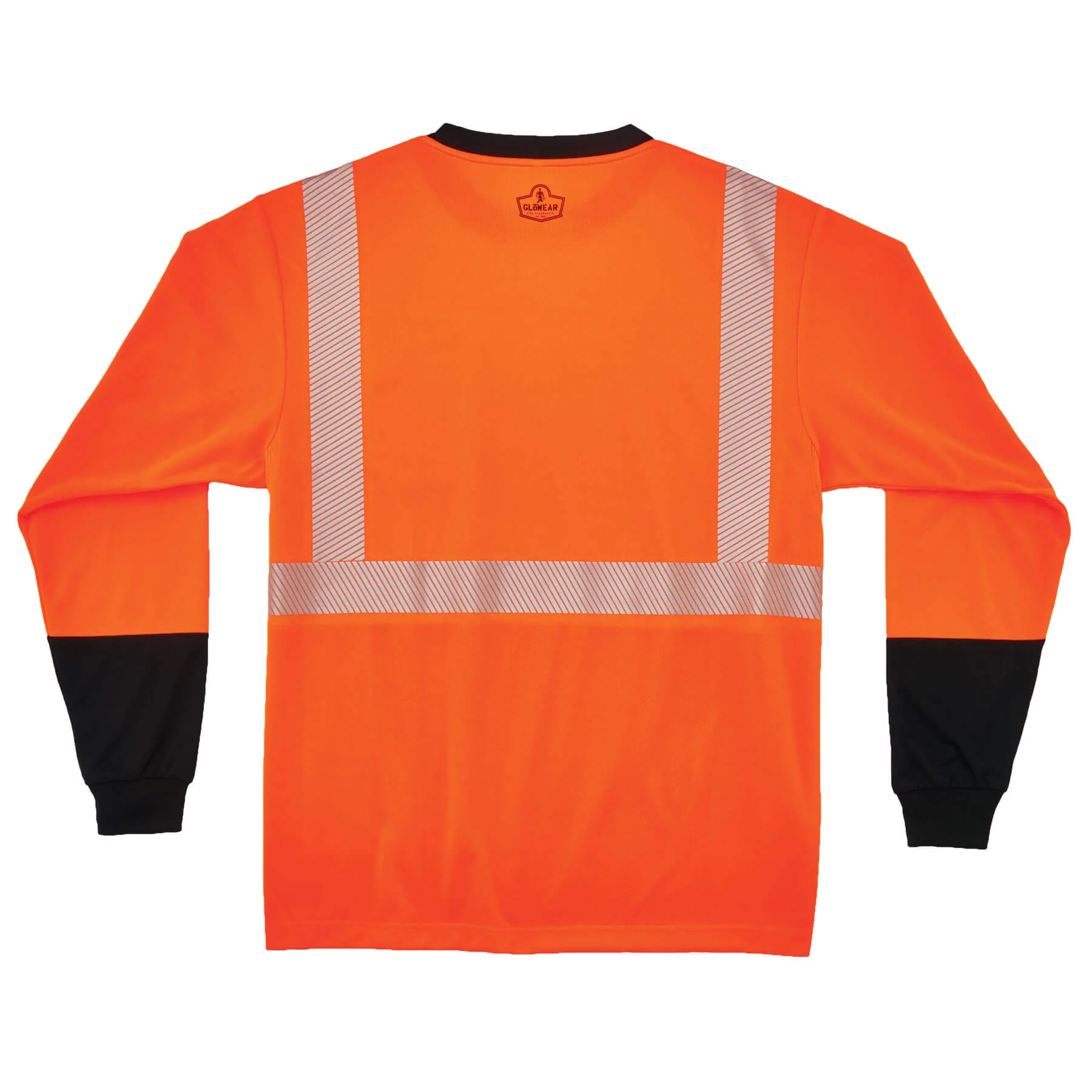 Ergodyne 22682 GloWear 8281BK Type R Class 2 Black Front Perf. Long Sleeve T-Shirt Small, HV Orange - Mactool Shop