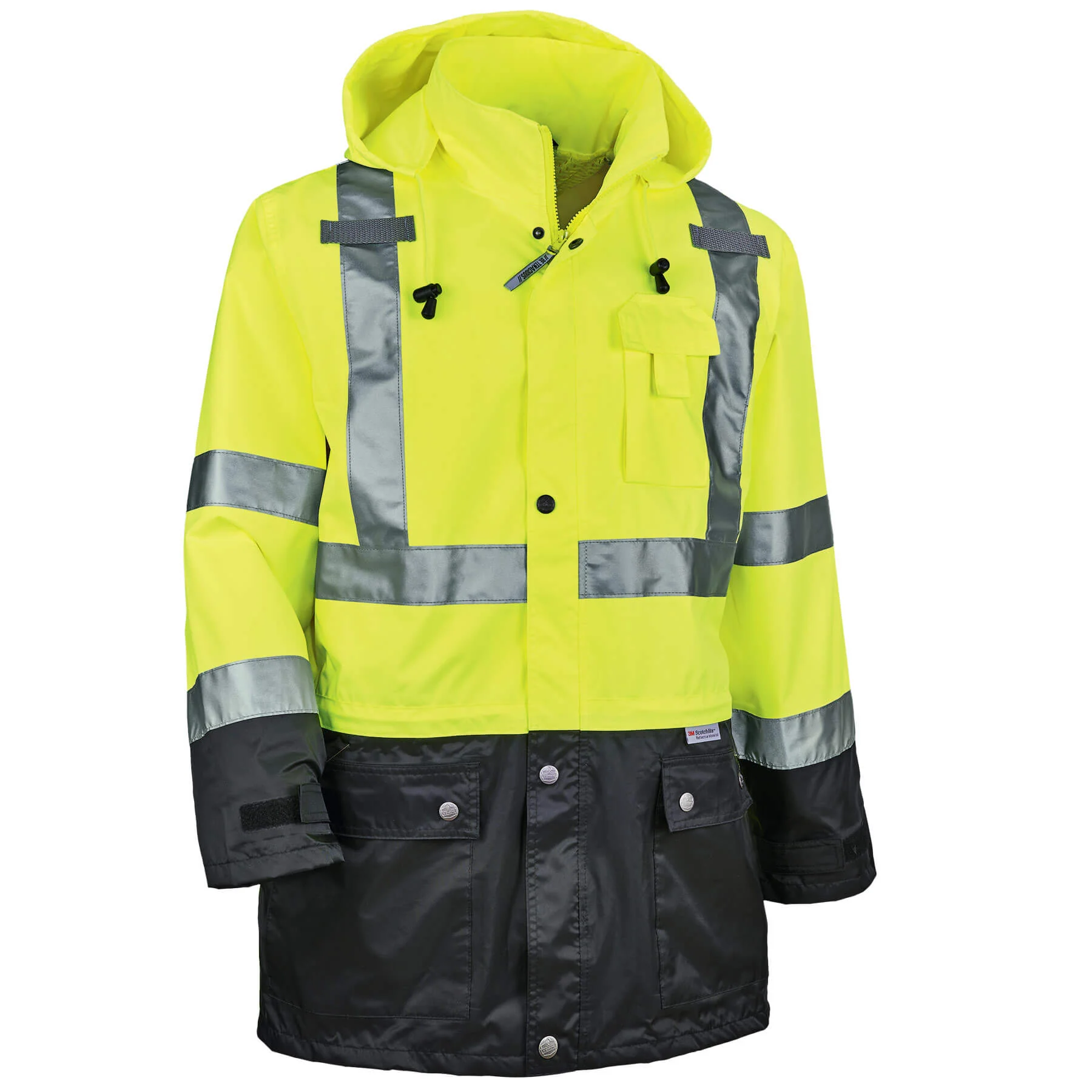 Ergodyne 25329 GloWear 8365BK Type R Class 3 Black Front Rain Jacket, 5XL, HV Lime - Mactool Shop
