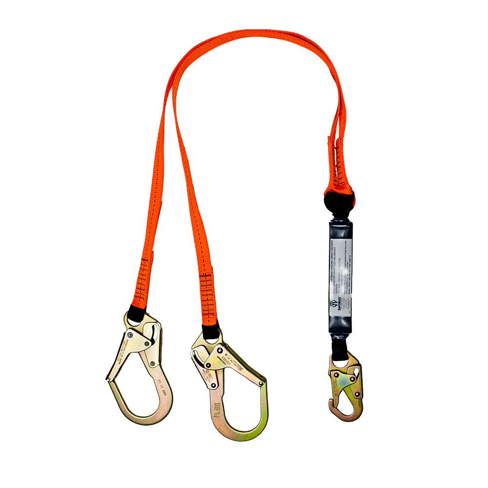 Safewaze FS88566-E 6' Energy Absorbing Lanyard With Rebar Hooks, 100% Tie-Off - Mactool Shop