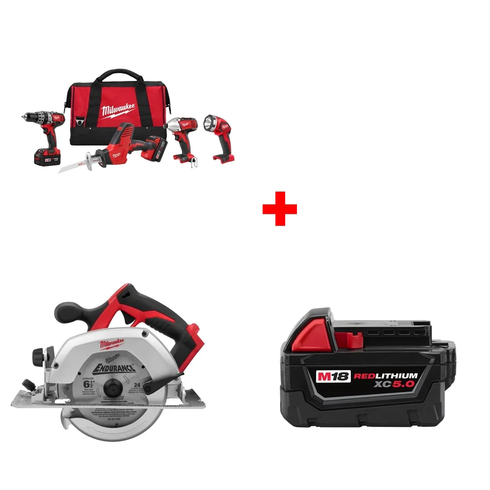 Milwaukee 2695-24 M18 4-Tool Combo Kit w/ 2630-20 6-1/2