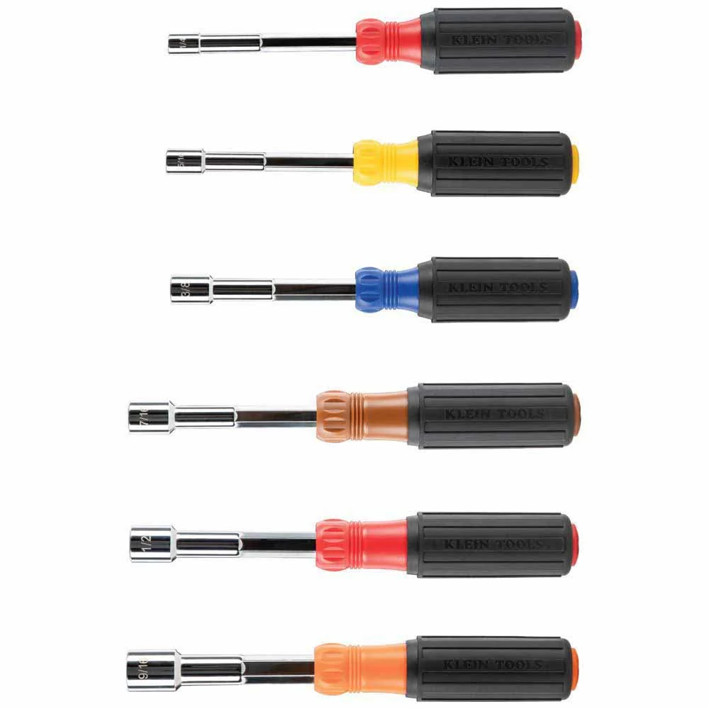 Klein Tools 65411 Color-Coded Hollow-Shaft Heavy-Duty Nut Driver Set, 6-Piece - Mactool Shop