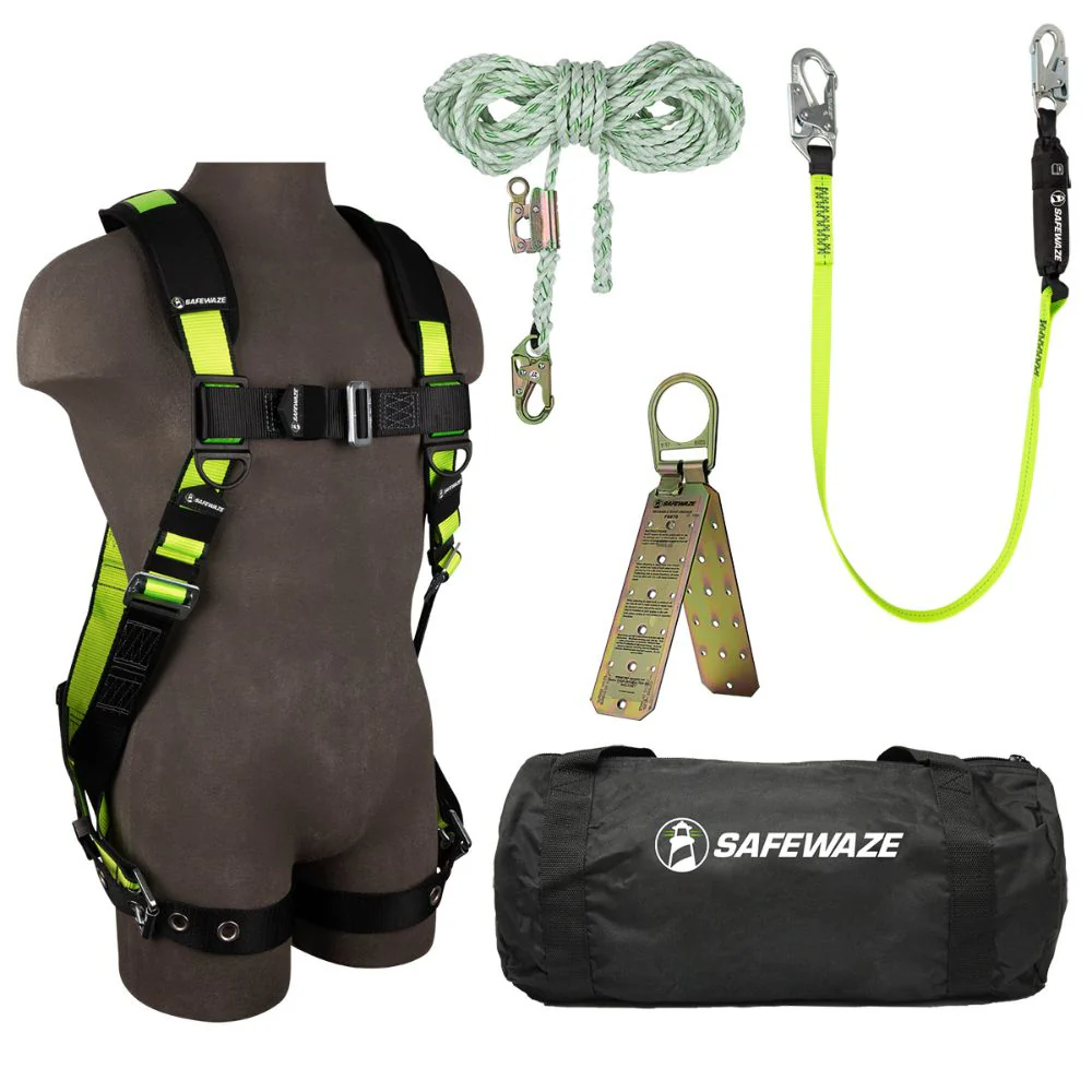 Safewaze FS124-S/M PRO Bag Roof Kit: FS185-S/M Harness, FS700-50GA VLL, FS560 Lanyard, FS870 Anchor, FS8150 Bag, S/M - Mactool Shop