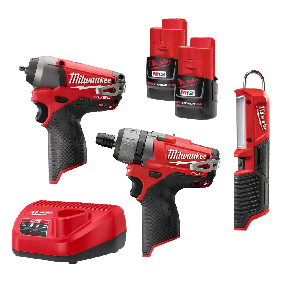Milwaukee 2591-23 M12 FUEL Screwdriver, Impact, & Light Combo Kit - Mactool Shop