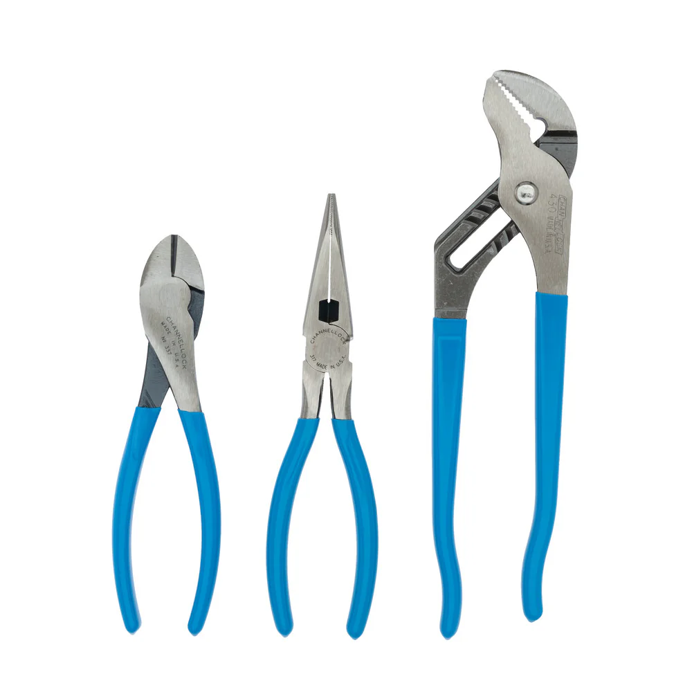 Channellock GS-6 3pc Plier Set, T&G, Long Nose, Cutter - Mactool Shop