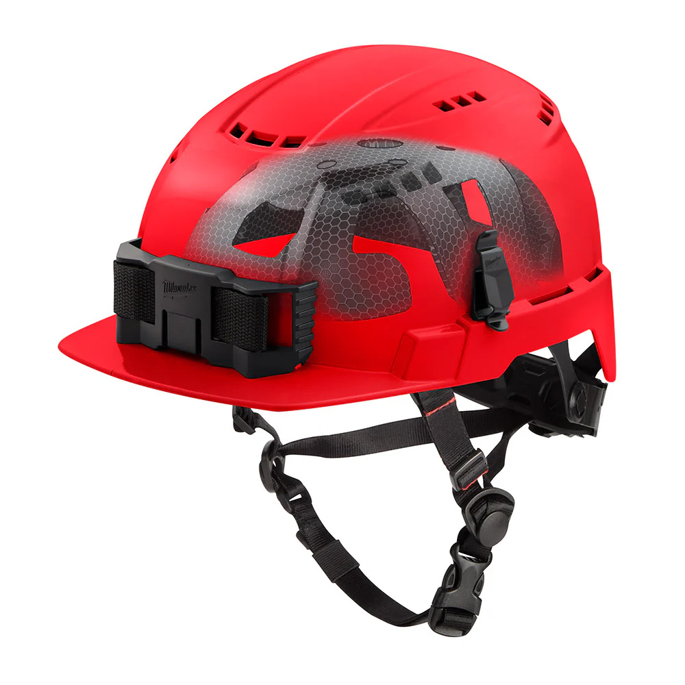 Milwaukee 48-73-1372 BOLT Red Front Brim Vented Safety Helmet with IMPACT ARMOR Liner (USA) - Type 2, Class C - Mactool Shop