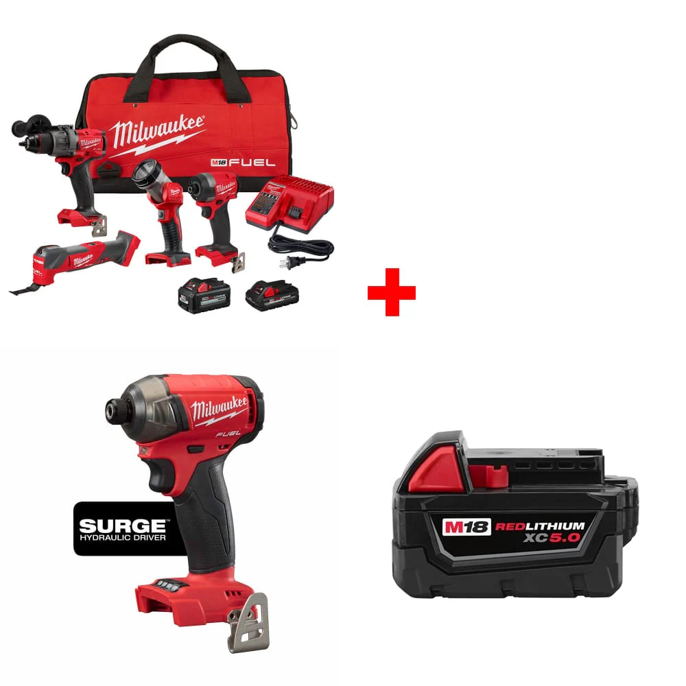 Milwaukee 3698-24MT M18 4-Tool Combo Kit w/ 2760-20 Hex Driver & Battery Pack - Mactool Shop