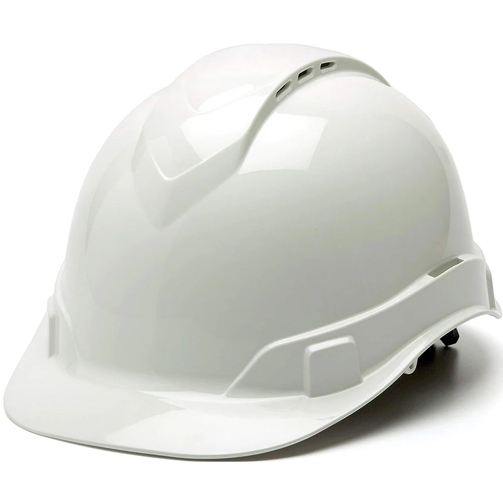 Pyramex HP44110V Ridgeline Vented Cap Hard Hat, 4 Pt Ratchet Suspension, White - Mactool Shop