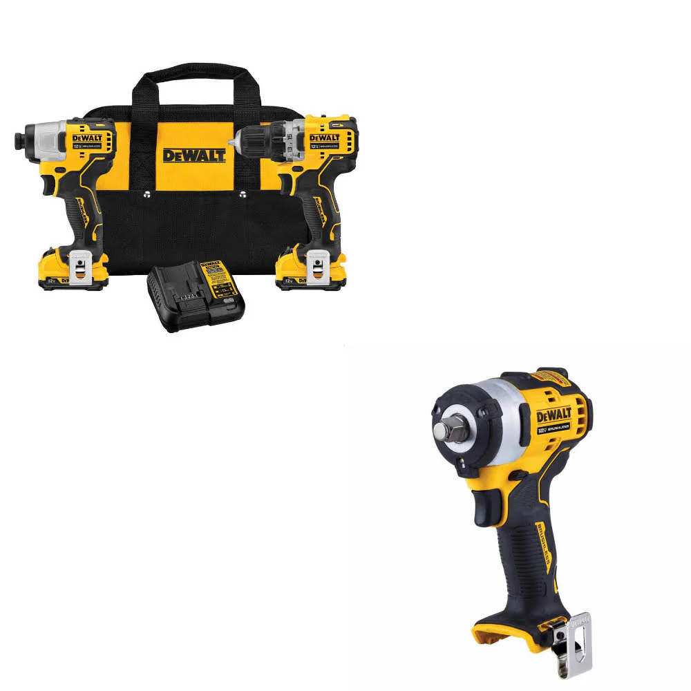 DeWalt DCK221F2 12V MAX 2-Tool Combo Kit w/ FREE DCF901B 12V MAX Impact Wrench - Mactool Shop