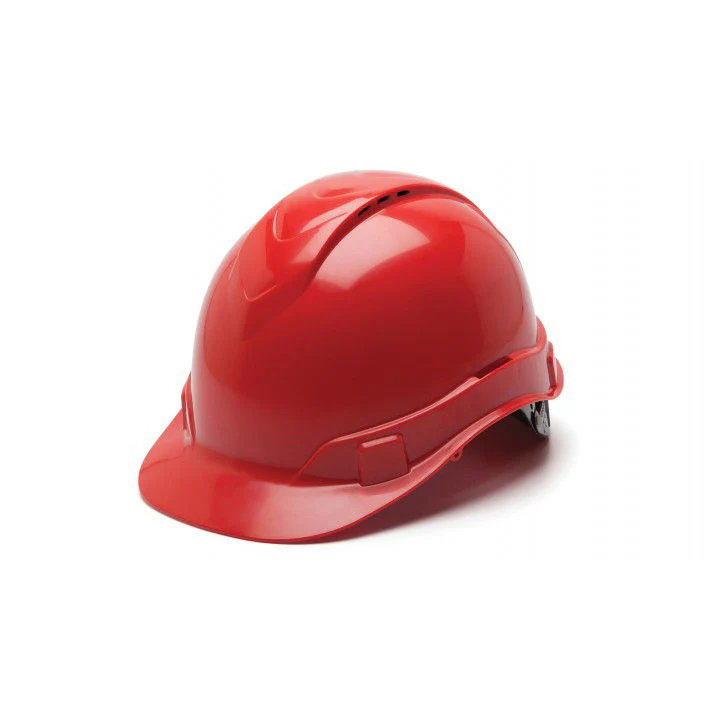Pyramex HP44120V Ridgeline Vented Cap Style Hard Hat, 4 Pt Ratchet Suspension, Red - Mactool Shop