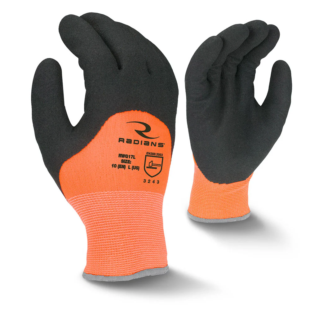 Radians RWG17XL 13 Gauge Treated Nylon Latex Coated Cold Weather Glove, XL - Mactool Shop