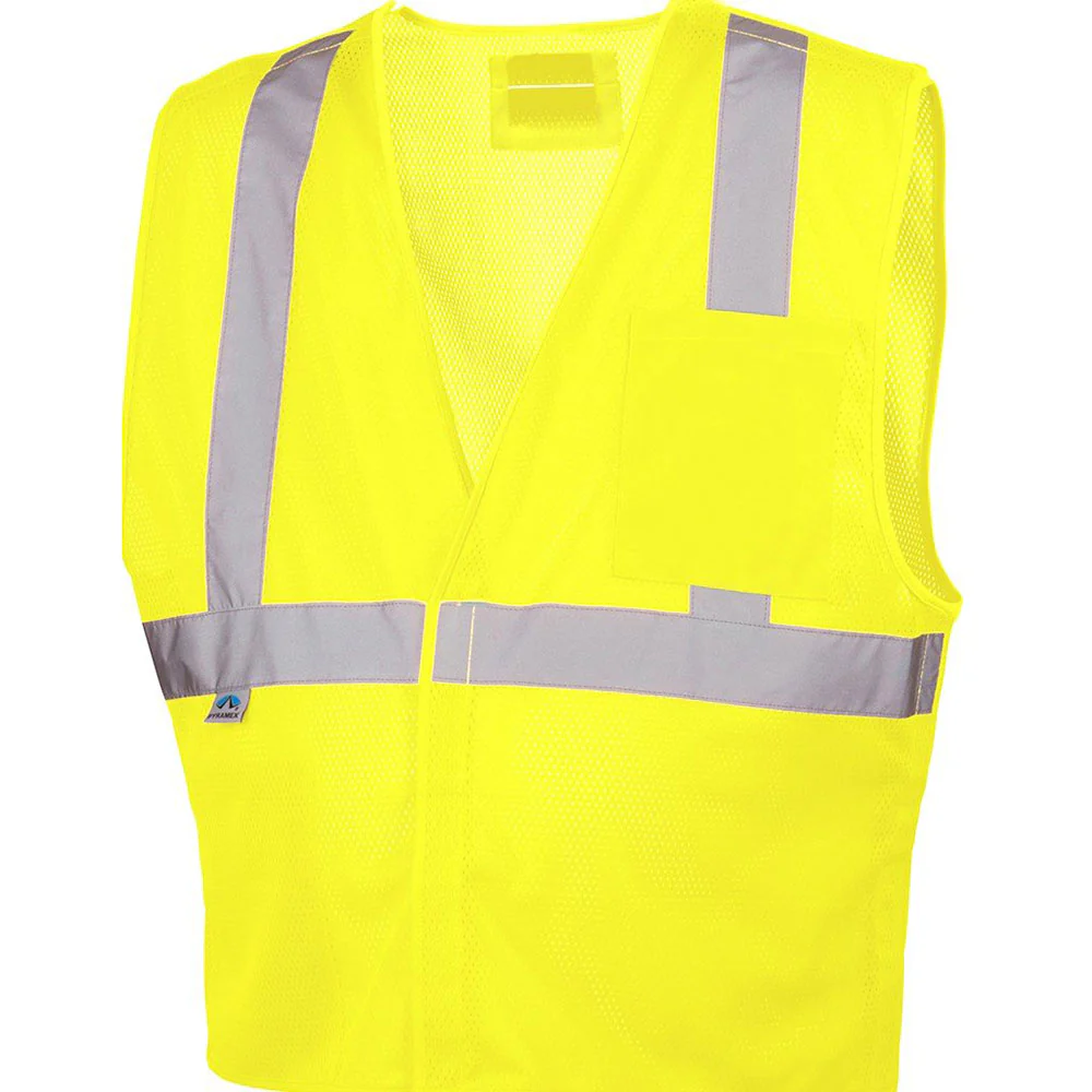 Pyramex RVHL2510BRDL Safety Vest - Hi-Vis Lime with 5 point D-Ring - Size Large - Mactool Shop