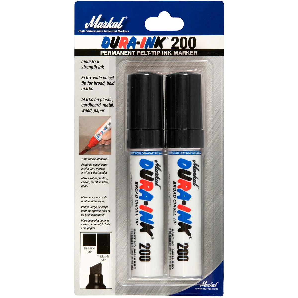 Markal 96543 Dura-Ink 200, Board Chisel Tip, Black, 12 Pack - Mactool Shop