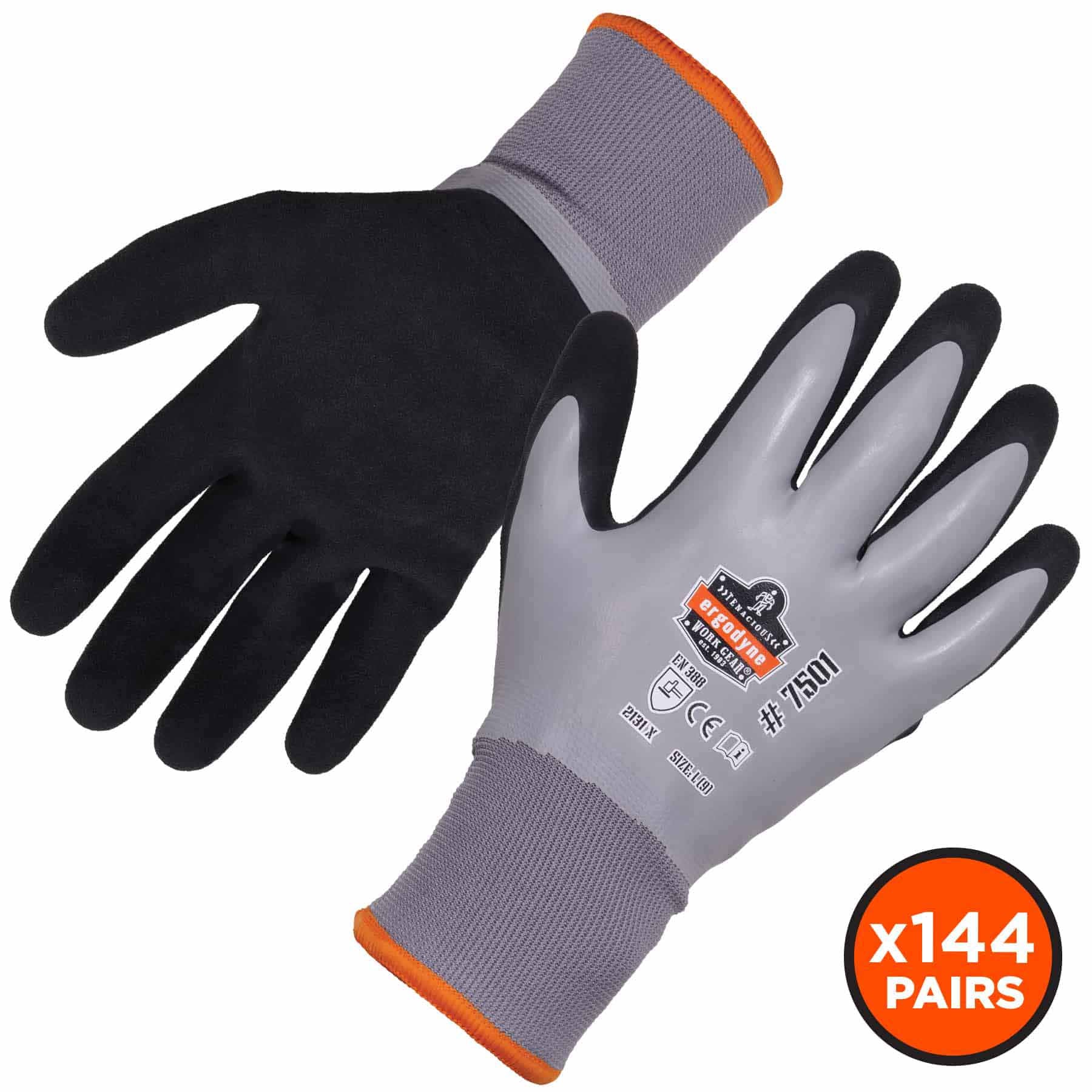 Ergodyne 17936 7501-CASE 2XL Gray Coated Waterproof Winter Gloves 144-Pair - Mactool Shop