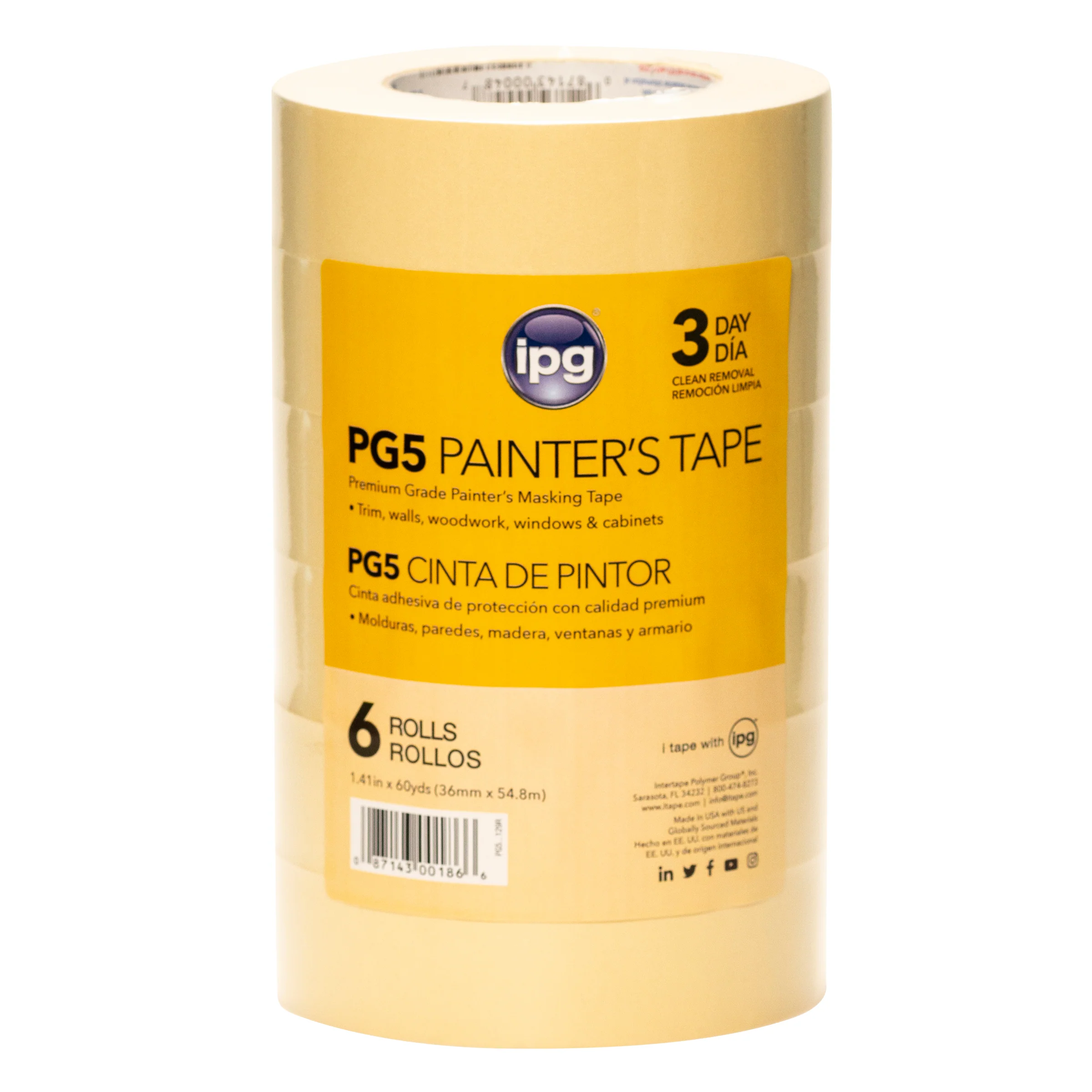 Intertape PG5...129R PG5 Medium Grade Paper Masking Tape - Natural 36MM X 54.8M IPG-PLAN 24 - Mactool Shop
