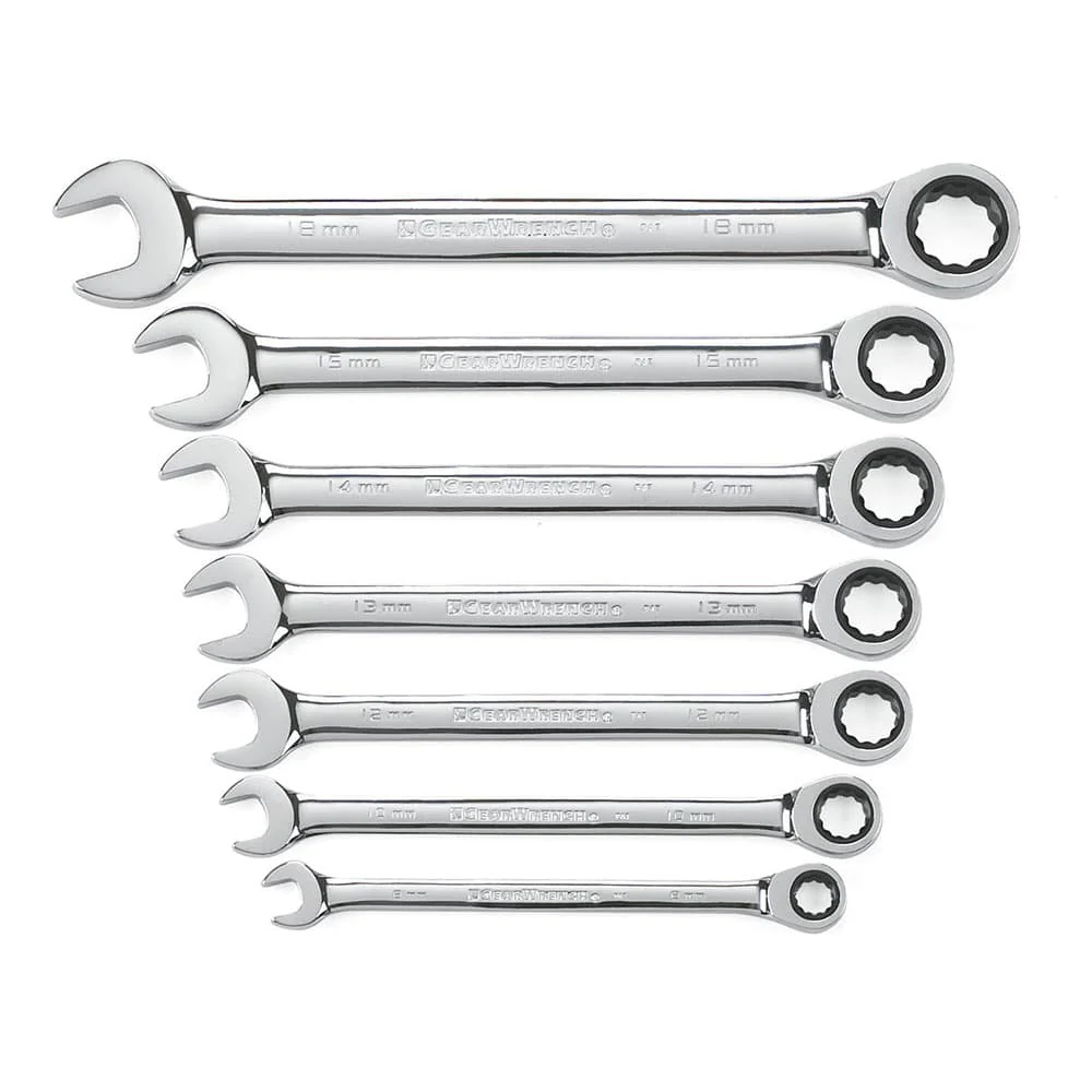 GearWrench 9417 7 Pc. 72-Tooth 12 Point Ratcheting Combination Metric Wrench Set - Mactool Shop