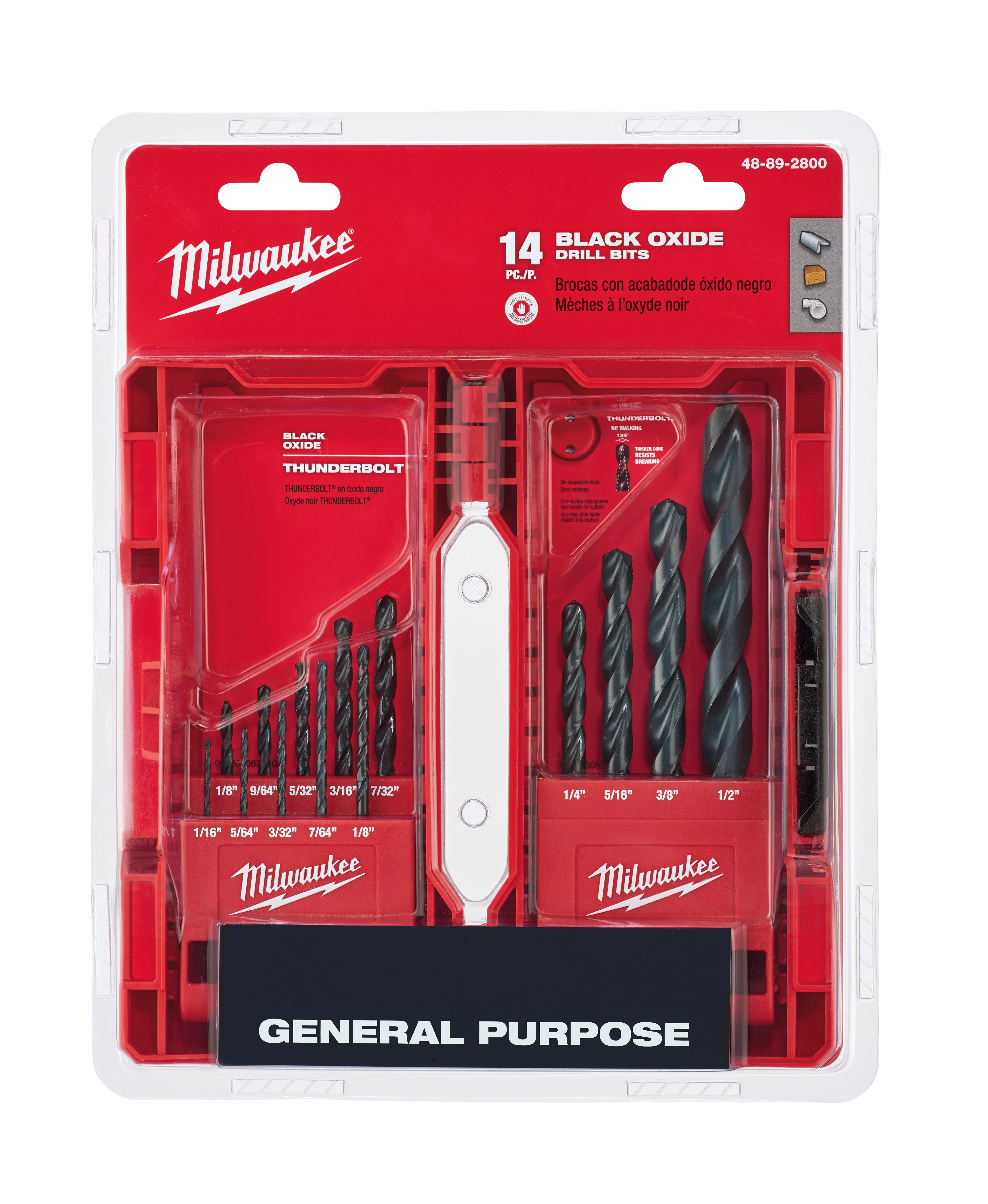 Milwaukee 48-89-2800 14-Piece Thunderbolt® Black Oxide Drill Bit Set - Mactool Shop