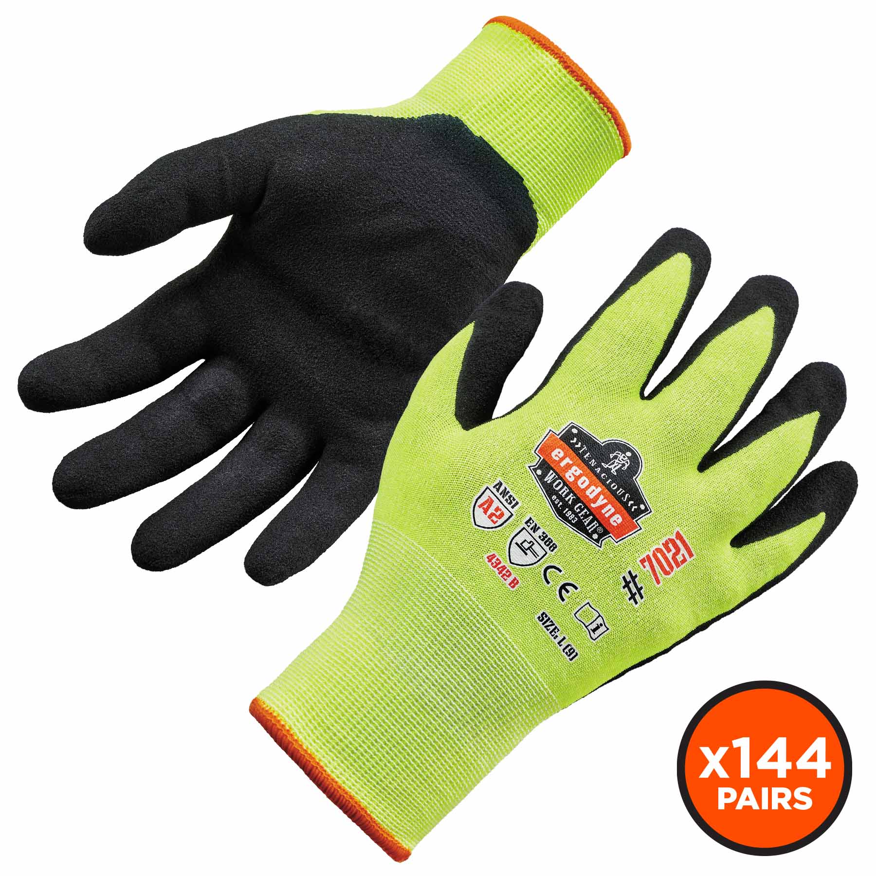 Ergodyne 17862 7021-CASE S Lime ANSI A2 Nitrile-Coated CR Gloves - WSX 144-Pair - Mactool Shop