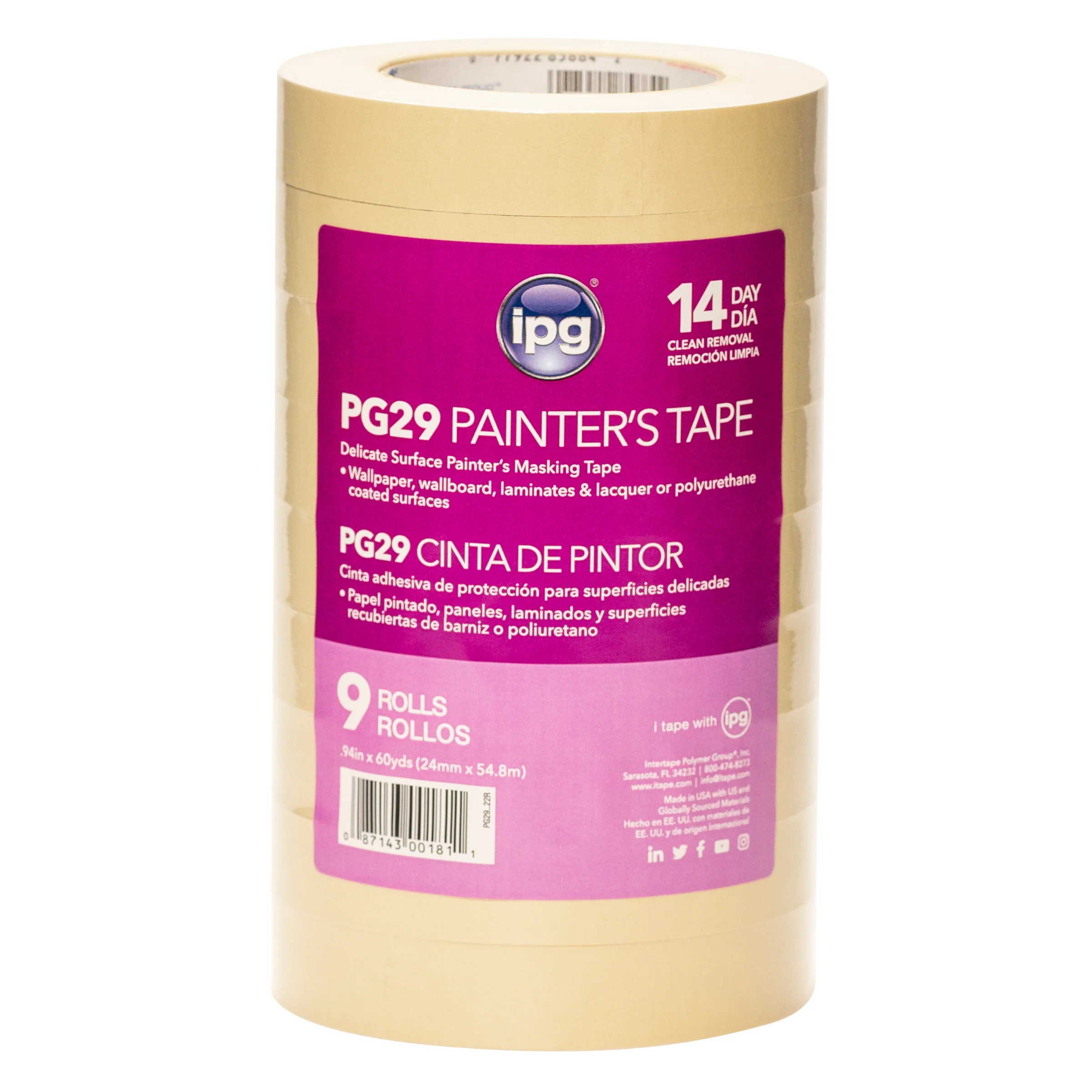 Intertape PG29..22R PG29 Low Tack Premium Paper Masking Tape - Natural 24MM X 54.8M IPG-PLN 36 - Mactool Shop