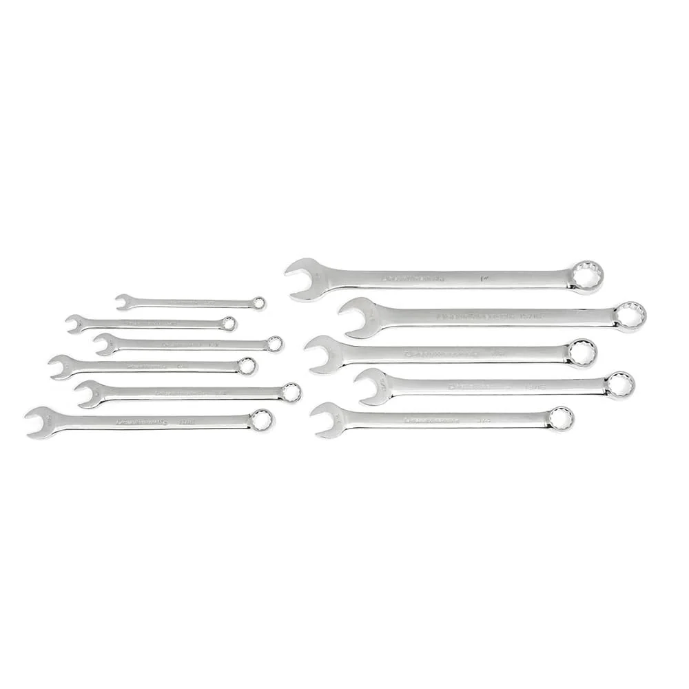 GearWrench 81934 11 Pc. 12 Point Long Pattern Combination SAE Wrench Set with Tool Roll - Mactool Shop