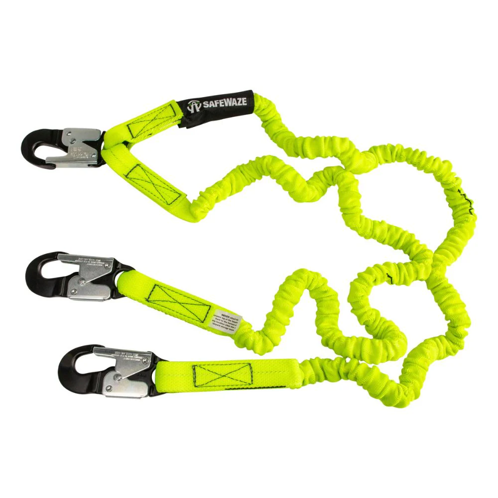 Safewaze FS591-ALU PRO 6' Stretch Internal Energy Absorbing Lanyard: Dual Leg, Alu Snap Hooks - Mactool Shop