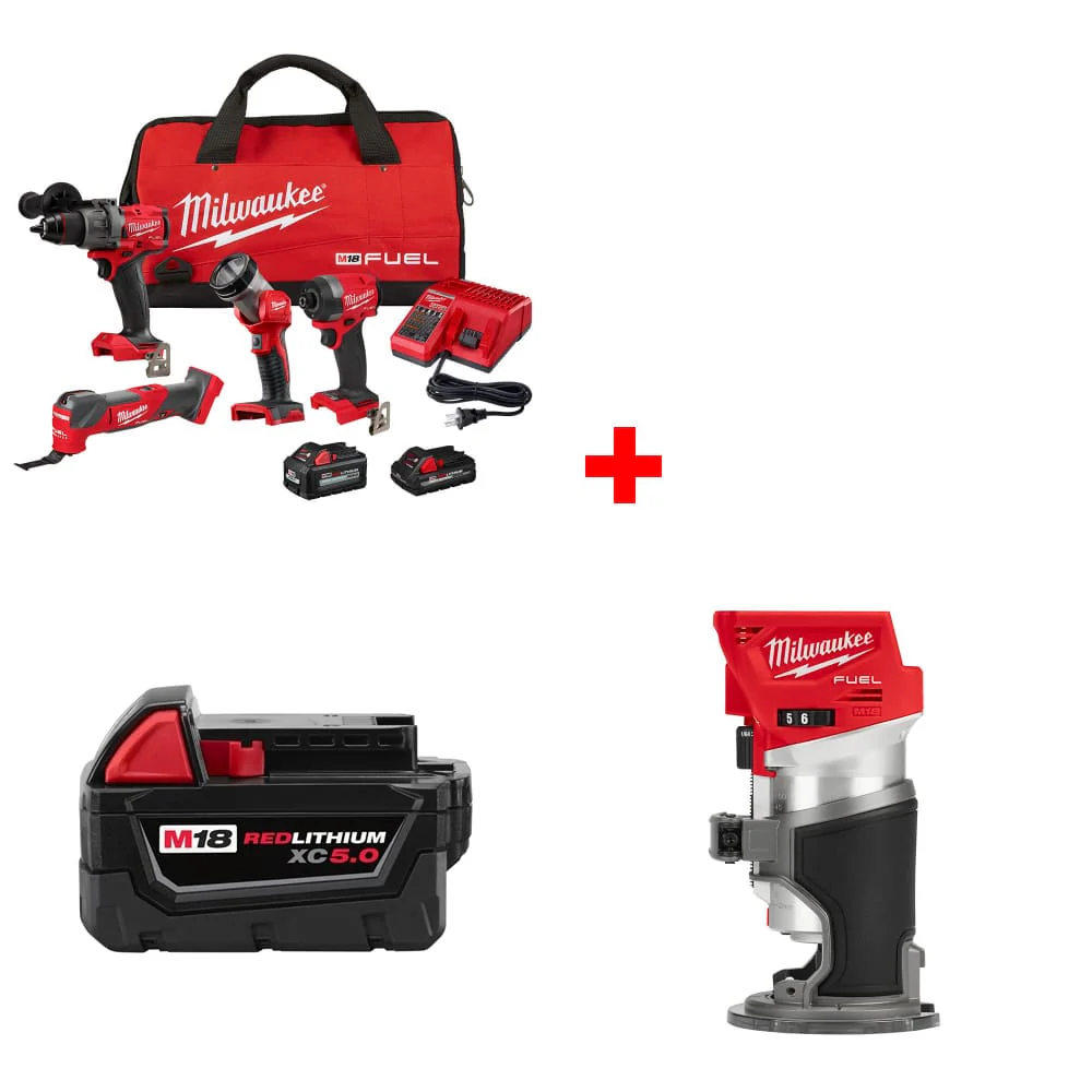 Milwaukee 3698-24MT M18 4-Tool Combo Kit w/ FREE 48-11-1850 Battery & Router - Mactool Shop