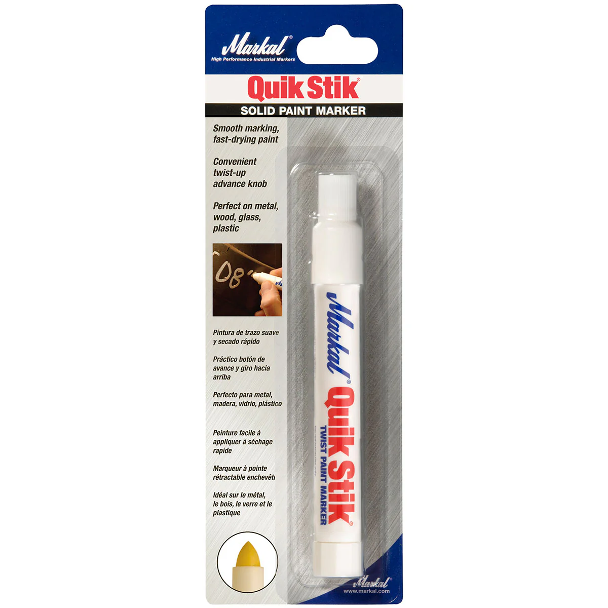 Markal 61067 Quik Stik Paint Marker White Carded, 11/16