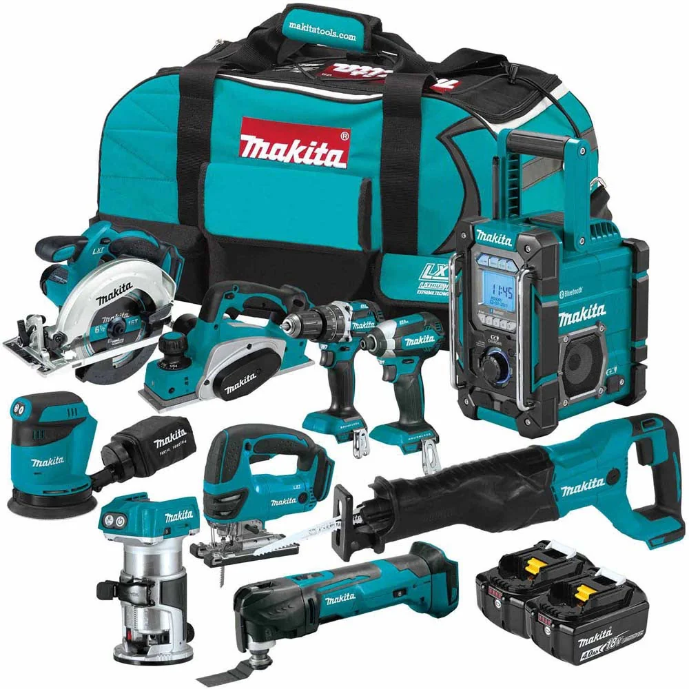 Makita XT1001SM 18V LXT Lithium-Ion Cordless 10-Pc. Woodworking Combo Kit (4.0Ah) - Mactool Shop