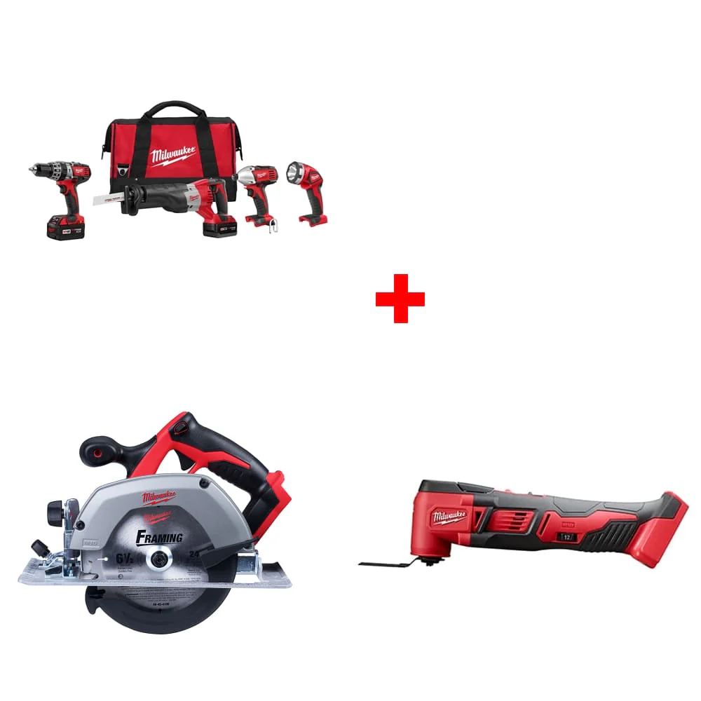 Milwaukee 2696-24 M18 4-Tool Combo Kit w/ FREE M18 6-1/2 Circ