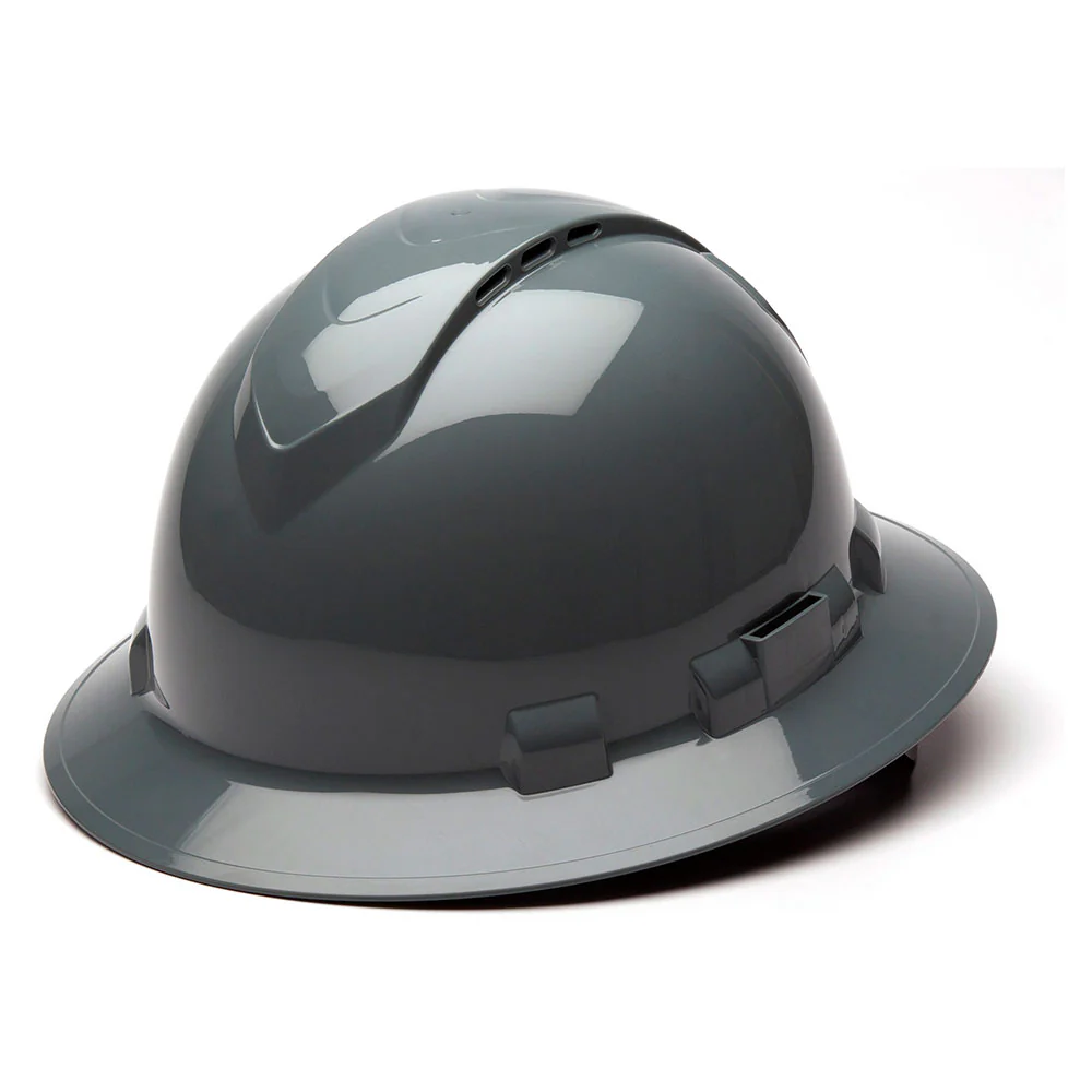 Pyramex HP54113V Ridgeline Vented Full Brim Hard Hat 4 Pt Ratchet Suspension Grey - Mactool Shop