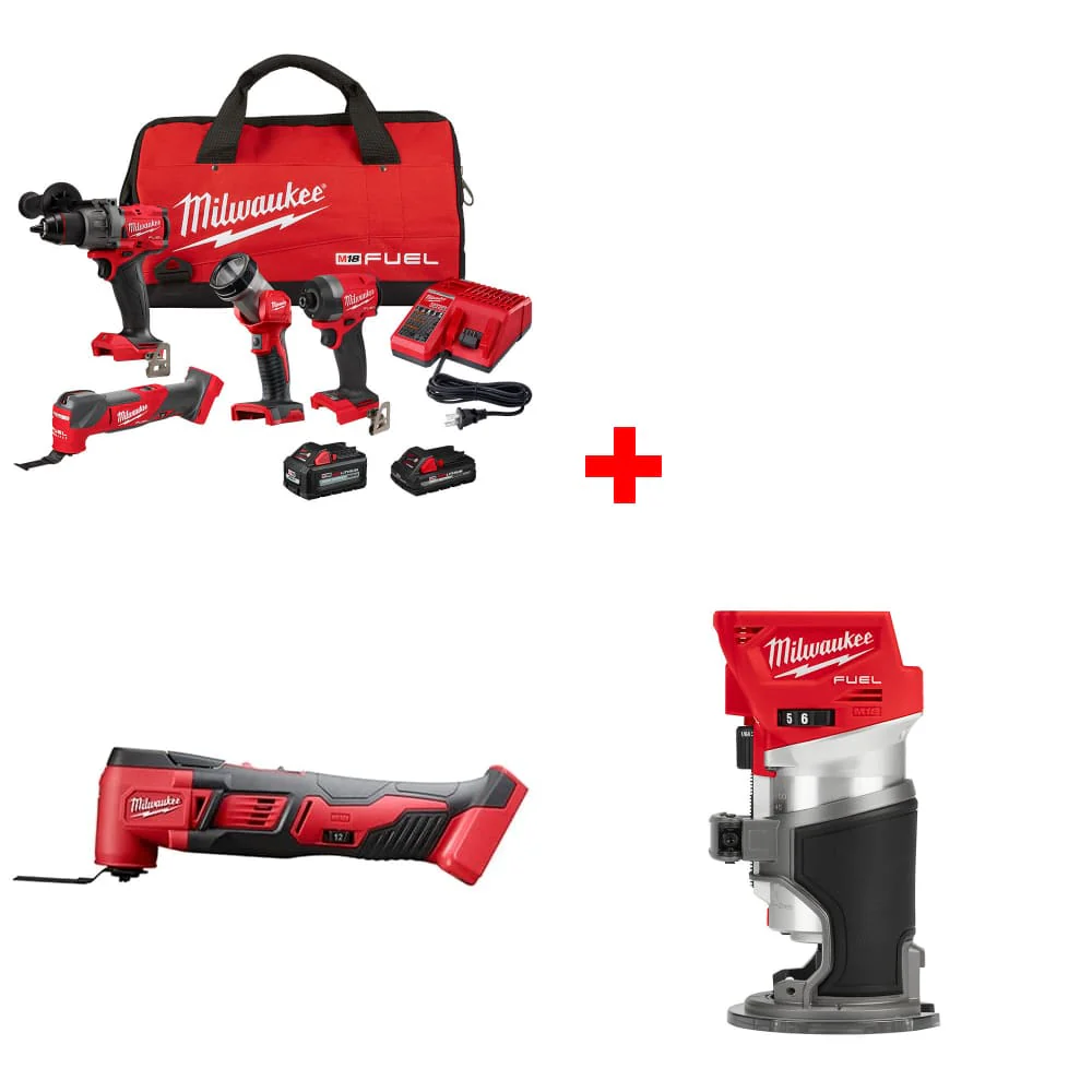 Milwaukee 3698-24MT M18 4-Tool Combo Kit w/ FREE 2626-20 Multi-Tool & Router - Mactool Shop